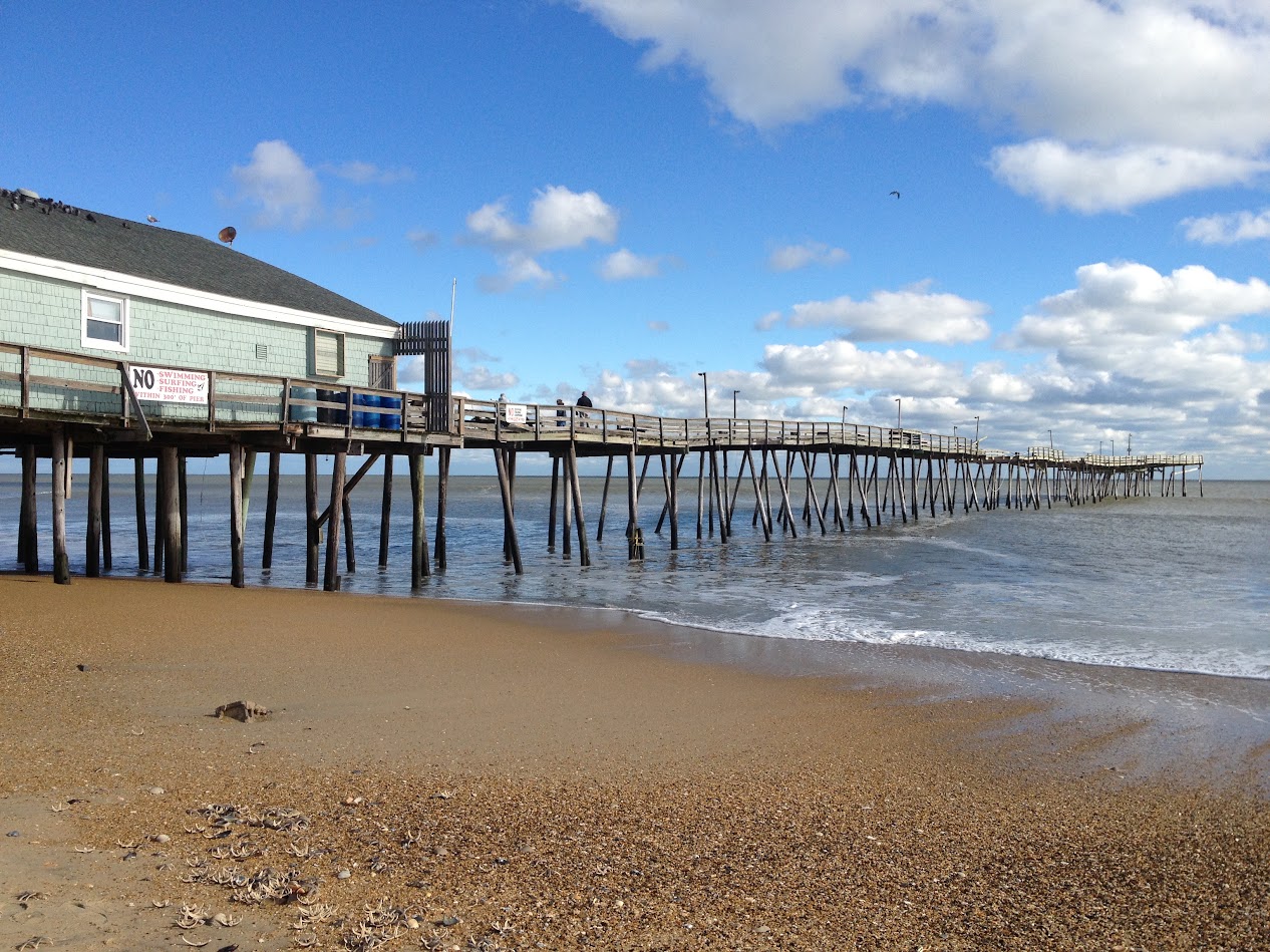 Avalon Pier extending over the Atlantic Ocean in Kill Devil Hills