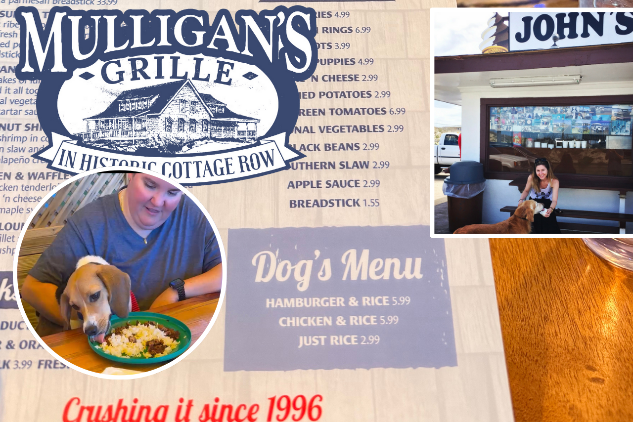 Dog-friendly outdoor dining at John’s Drive-In in Kitty Hawk