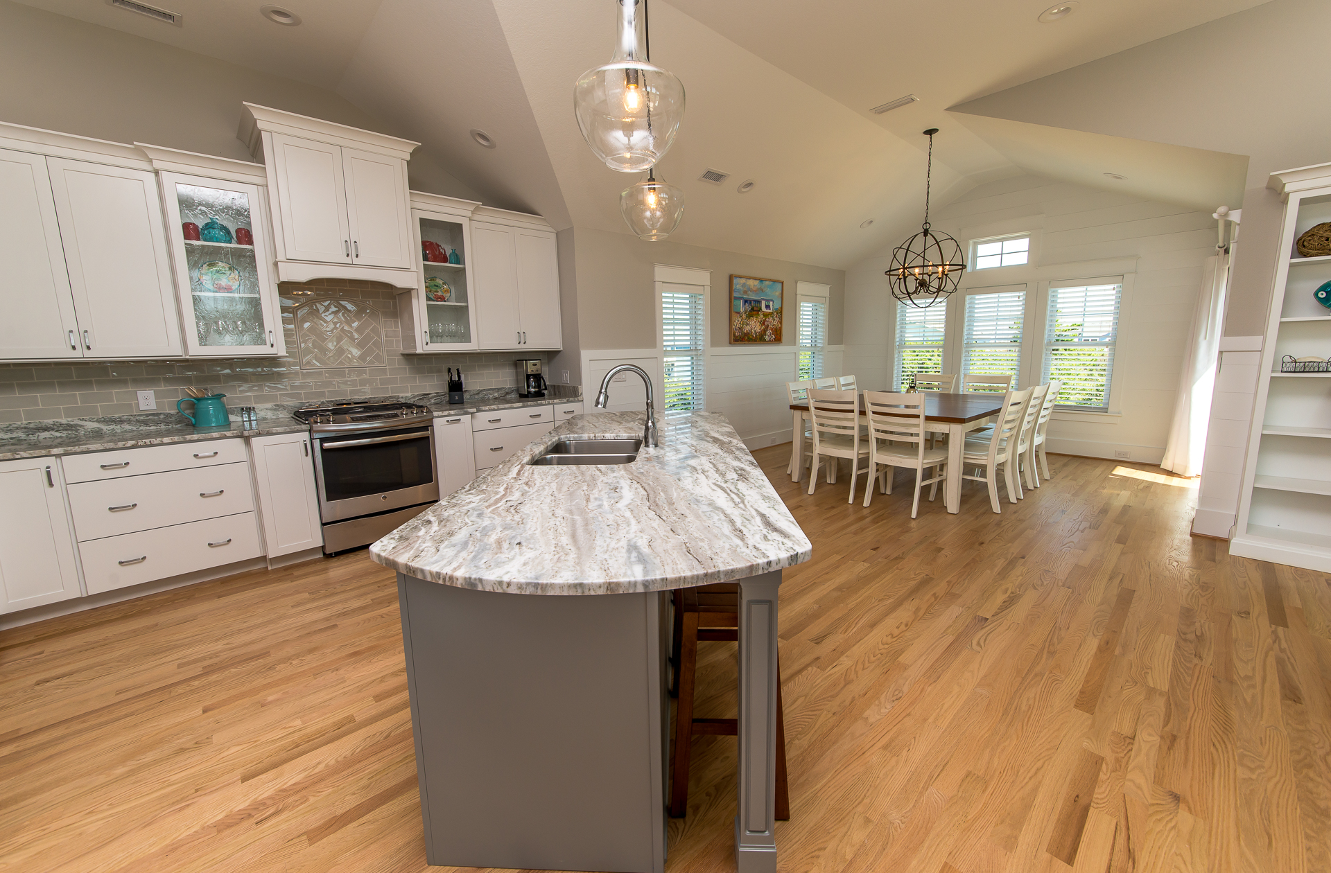 Hardwood floors and open floorplan