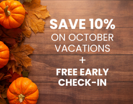 Save 10% on last minute October stays!
