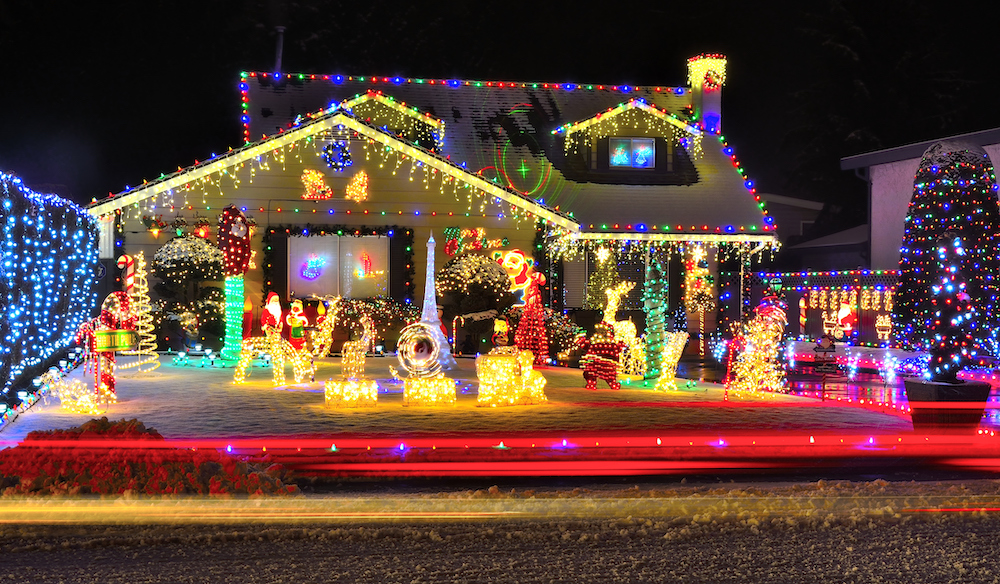 christmas lights on house