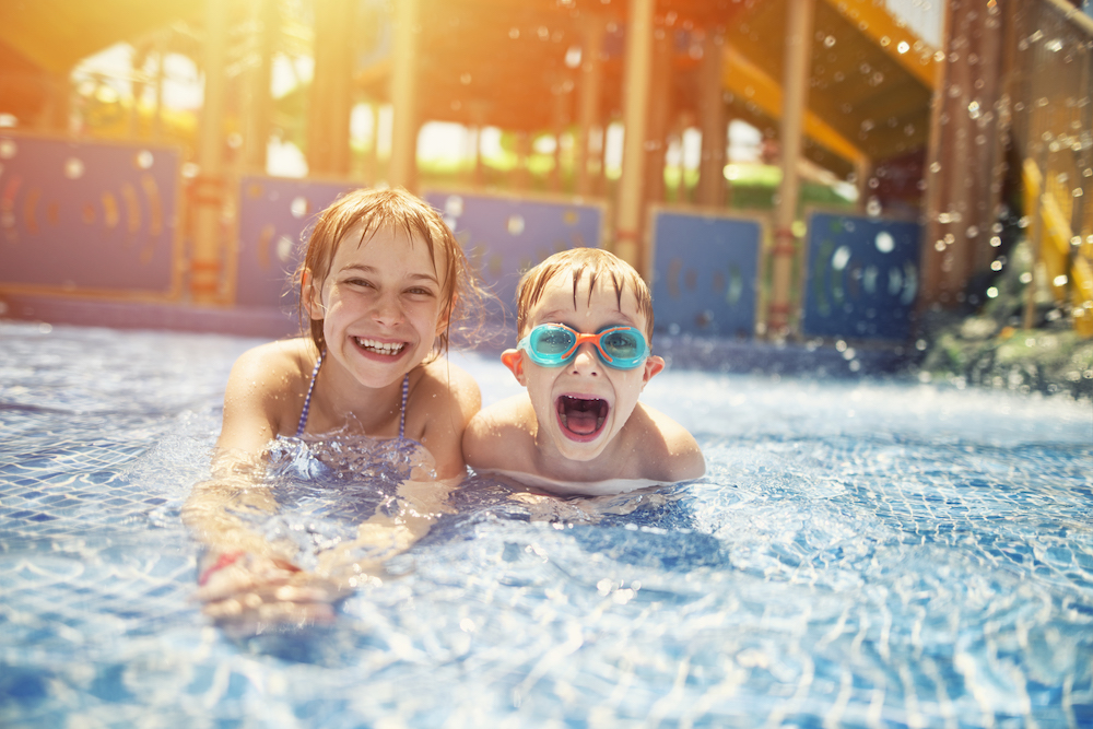 siblings at a waterpark