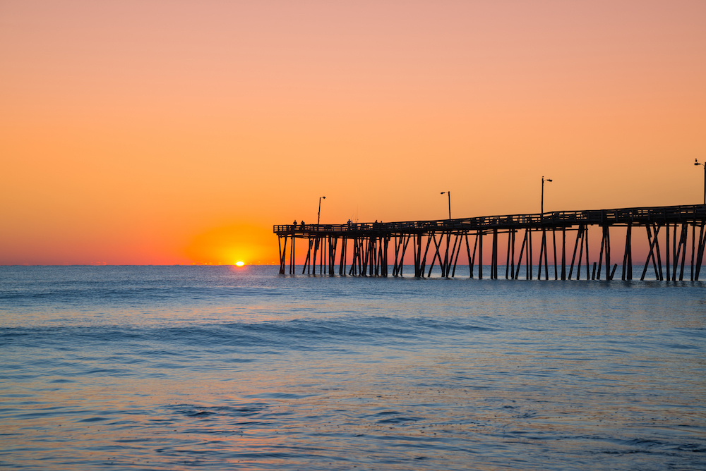 Nags Head fishing pier at sunset