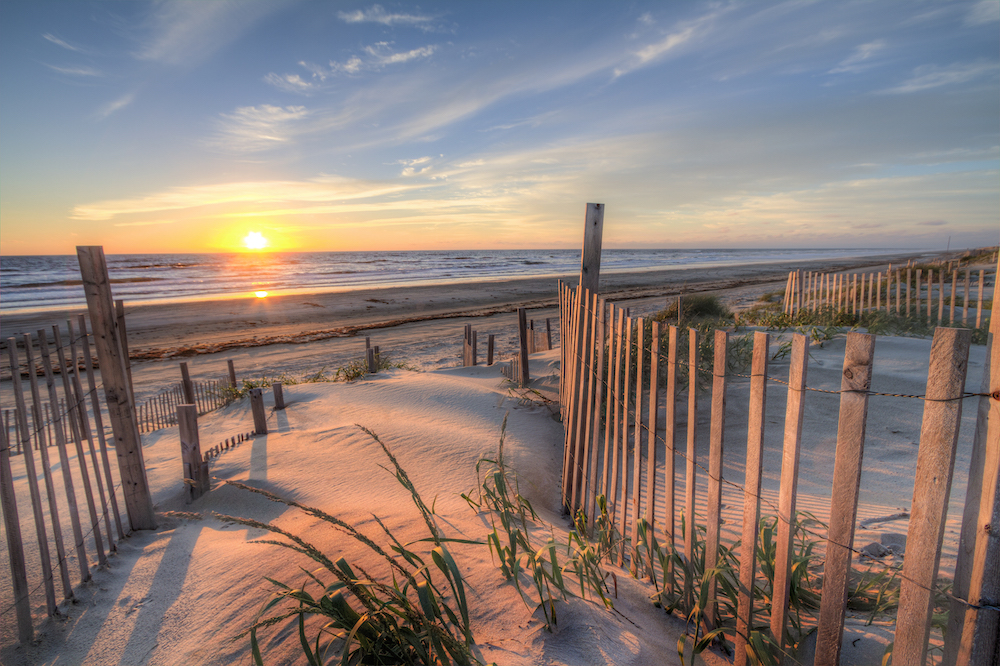 sunset at the beach in the outer banks